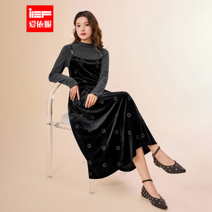 优雅高级通勤气质时尚 IEF 法式 新款 天鹅绒里外套裙 爱依服2025秋季