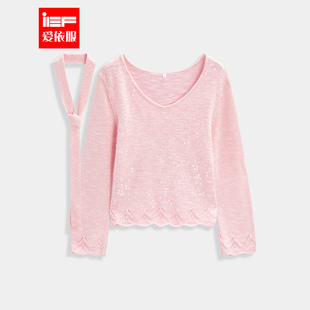 IEF/爱依服2026春季新款法式温柔通勤气质亮片设计百搭毛织上衣