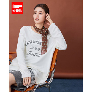 字母设计感上衣 休闲风宽松显瘦T恤上衣女时尚 IEF 爱依服2025秋季