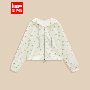 IEF/爱依服2026春季新款法式甜美时尚休闲蝴蝶印花百搭卫衣外套