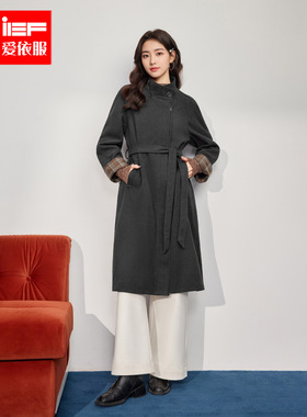 IEF/爱依服2025冬季新款韩版日常气质时尚通勤百搭收腰呢绒长外套