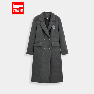 日常休闲时尚 IEF 韩版 新款 高级学院风呢绒长外套 爱依服2025冬季