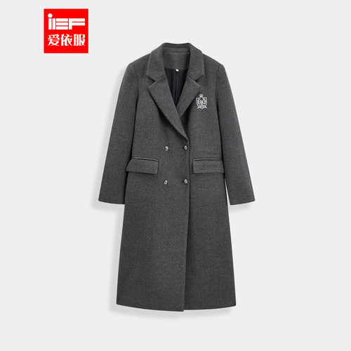 IEF/爱依服2025冬季新款韩版日常休闲时尚高级学院风呢绒长外套