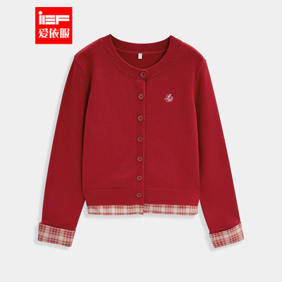 IEF/爱依服【微胖】大码女装2025秋季新款法式拼接设计感毛织外套