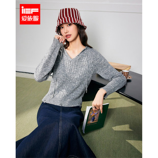 韩系简约休闲慵懒风连帽设计百搭毛织卫衣 新款 IEF 爱依服2026春季