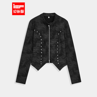 甜酷个性 IEF 美式 新款 辣妹气质设计感通勤百搭上衣 爱依服2025秋季