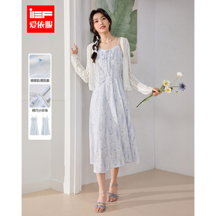 度假法式 新款 温柔风显瘦气质碎花吊带连衣裙女 爱依服2026夏季 IEF