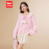 新款 IEF 爱依服2025冬季 甜美减龄少女风设计感通勤百搭毛织上衣