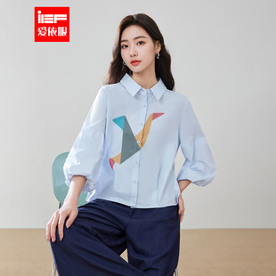 小众设计感印花通勤百搭衬衫 IEF 时尚 韩版 上衣 爱依服2026春夏新款
