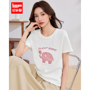 IEF/爱依服2026夏季新款日常卡通绣花短袖T恤女美式休闲百搭上衣