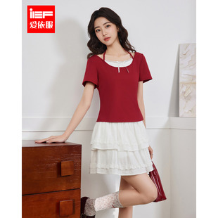 甜美温柔小女人气质设计感假两件上衣 韩版 IEF 爱依服2026春夏新款