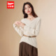 优雅通勤气质设计感V领毛织蝙蝠衫 IEF 法式 新款 爱依服2026春季