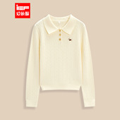 韩版 IEF 爱依服2025冬春新款 简约休闲通勤气质日常百搭毛织上衣