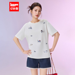 日常休闲运动女孩子气卡通宽松百搭女T恤 新款 IEF 爱依服2026夏季