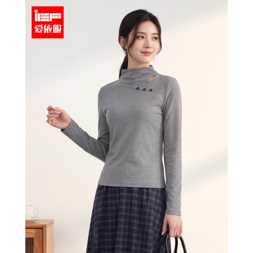 IEF/爱依服2026秋冬新款韩版简约高领长袖T恤女显瘦精致打底衫