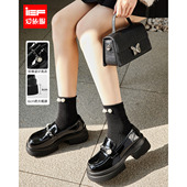 百搭亮面女圆头平底乐福鞋 IEF 法式 英伦风时尚 爱依服2025秋季 新款