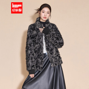 美式 新款 潮酷辣妹气质休闲百搭豹纹毛绒外套 爱依服2025冬季 IEF