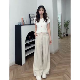 爱依服2026新款 慵懒风长裤 夏季 宽松百搭休闲裤 显瘦 棉阔腿裤 IEF