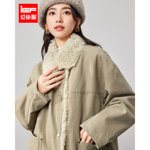 IEF/爱依服2025冬季新款韩版复古通勤气质加绒保暖休闲百搭中外套