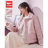 IEF 爱依服2025年冬仿麂皮绒皮毛一体外套女羊羔毛加厚小个子短款