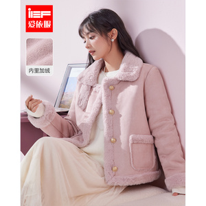 IEF/爱依服外套小个子冬季新款时尚设计感加厚保暖磨砂皮外套