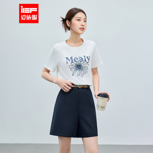 新款 2026春季 韩系设计感花朵印花通勤风百搭T恤 爱依服短袖 IEF