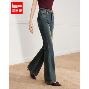 加绒牛仔喇叭裤 IEF 成熟小女人气质修身 韩版 爱依服2025秋冬新款
