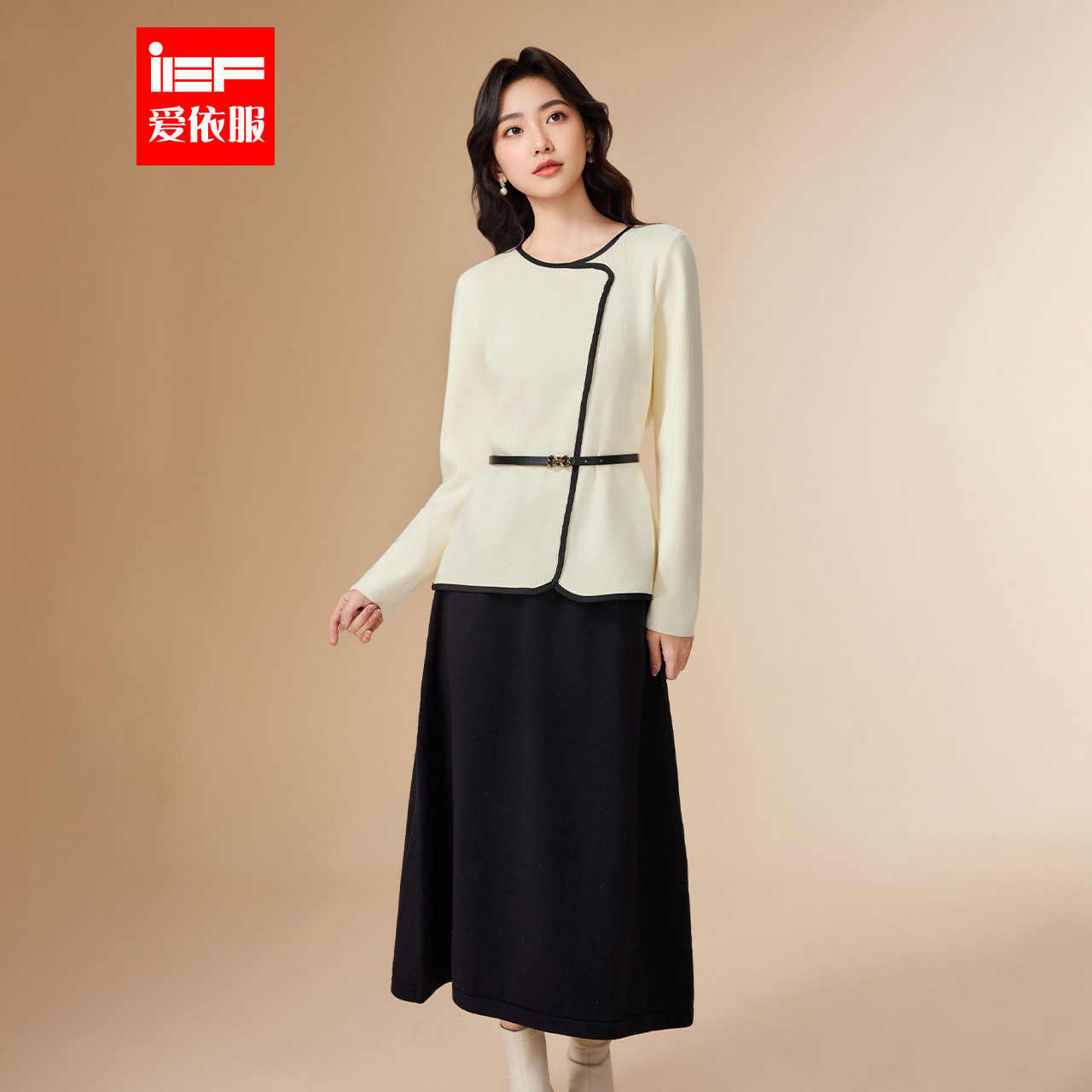 IEF/爱依服2025秋冬新款韩版成熟优雅气质通勤百搭毛织上下套裙,女装/女士精品,时尚套装,淘宝优惠券,粉丝福利购,淘宝优惠卷