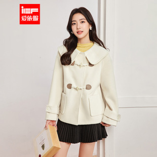 IEF/爱依服2025秋冬新款韩版学院风减龄通勤百搭大翻领呢绒外套