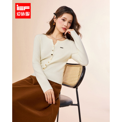 IEF/爱依服2025冬季新款法式温柔小女人气质通勤百搭毛织上衣