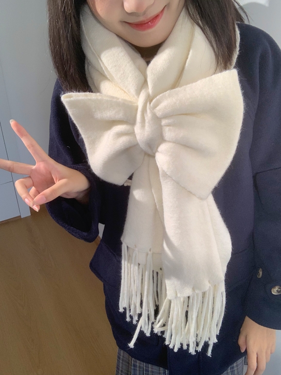 针织围巾毛衣可爱蝴蝶结