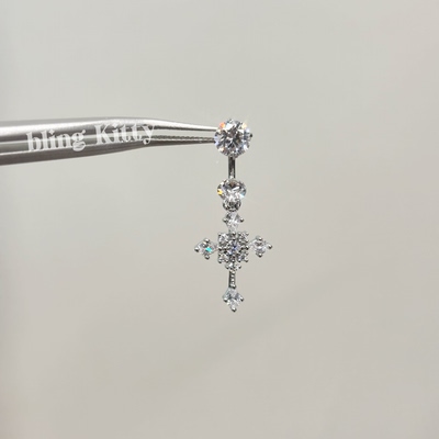 爆闪凯蒂｜十字架爆闪马蹄环耳钉F136钛合金内螺旋养耳洞耳骨钉