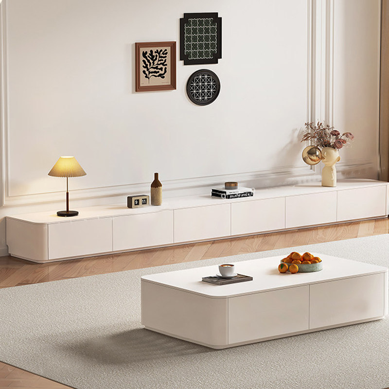 岩板电视柜现代简约茶几组合客厅家用高款实木地台小户型电视机柜