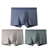 条纹无痕透气莫代尔棉平角男生短裤 日式 男士 日无印纯棉内裤 同款