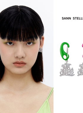 SANN STELLER三缪招财进宝耳环原创小众设计新年闪钻耳钉时尚百搭