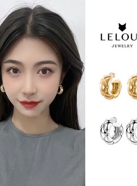 LeLoup雅典娜耳环十字纹耳圈优雅气质ins简约高级感原创设计耳夹