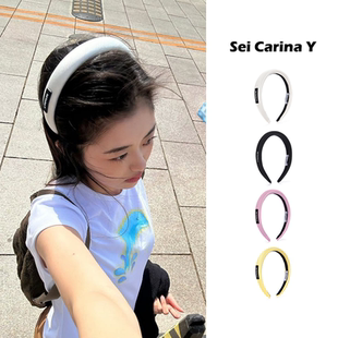 SeiCarinaY 刘亦菲缎面真丝基础logo发箍女高颅顶轻奢高级感发饰