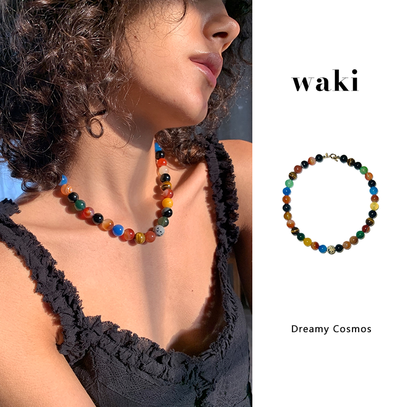 waki浪漫宇宙彩色玛瑙小众项链