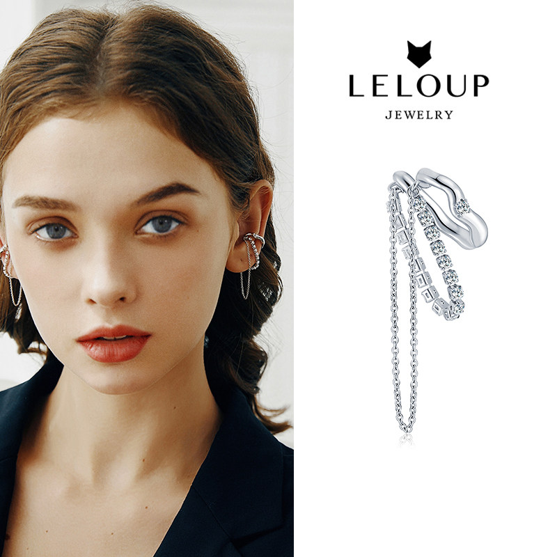 leloup金属链条流光耳夹
