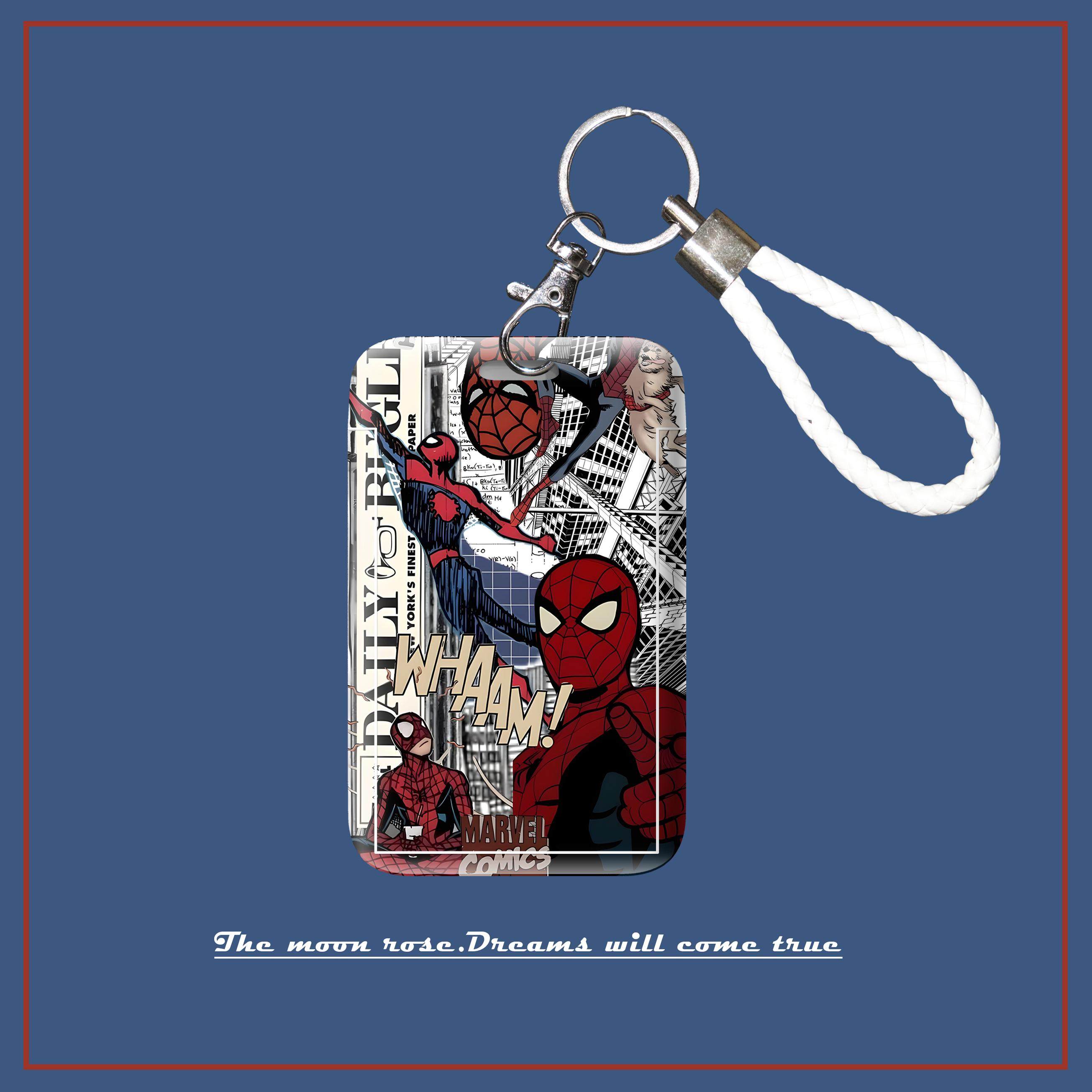 【满月杂货铺】漫画风动漫蜘蛛侠卡套学生用带挂绳工作牌滑盖式硬,文具电教/文化用品/商务用品,卡套/证件套,淘宝优惠券,粉丝福利购,淘宝优惠卷
