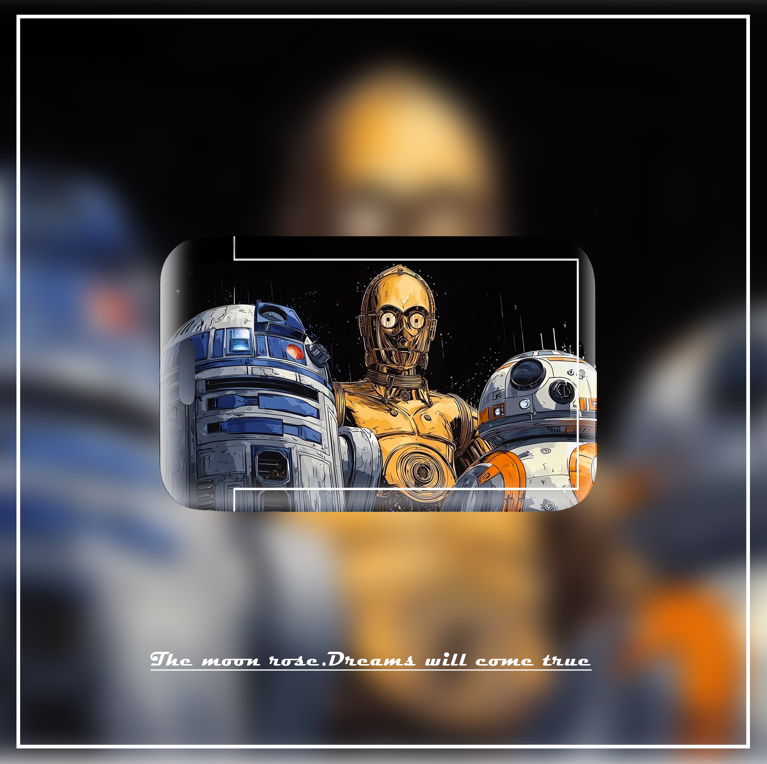油画风星球大战R2D2卡套学生用