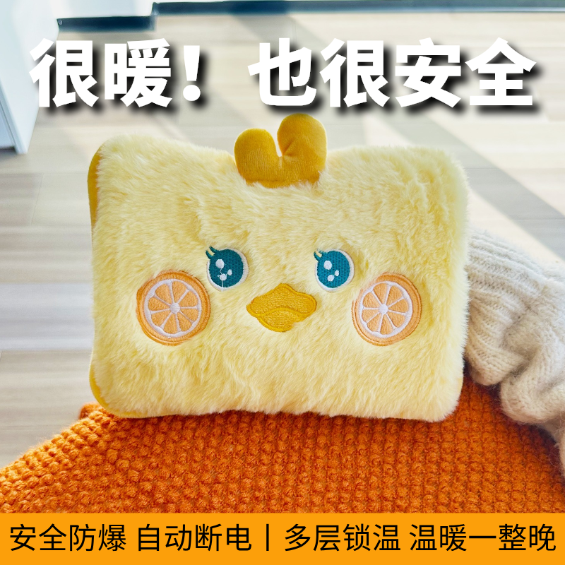 国标防爆热水袋充电式暖水袋毛绒可爱女生敷肚子已注水暖手宝热宝