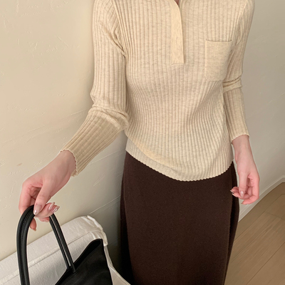 MUUTIS牧缇-26年早春简约休闲运动立领时尚百搭针织衫