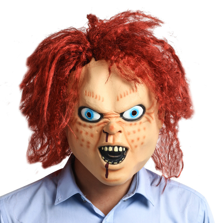 鬼娃回魂电影道具恰吉娃娃乳胶面具万圣节派对超级恐怖僵尸面具男