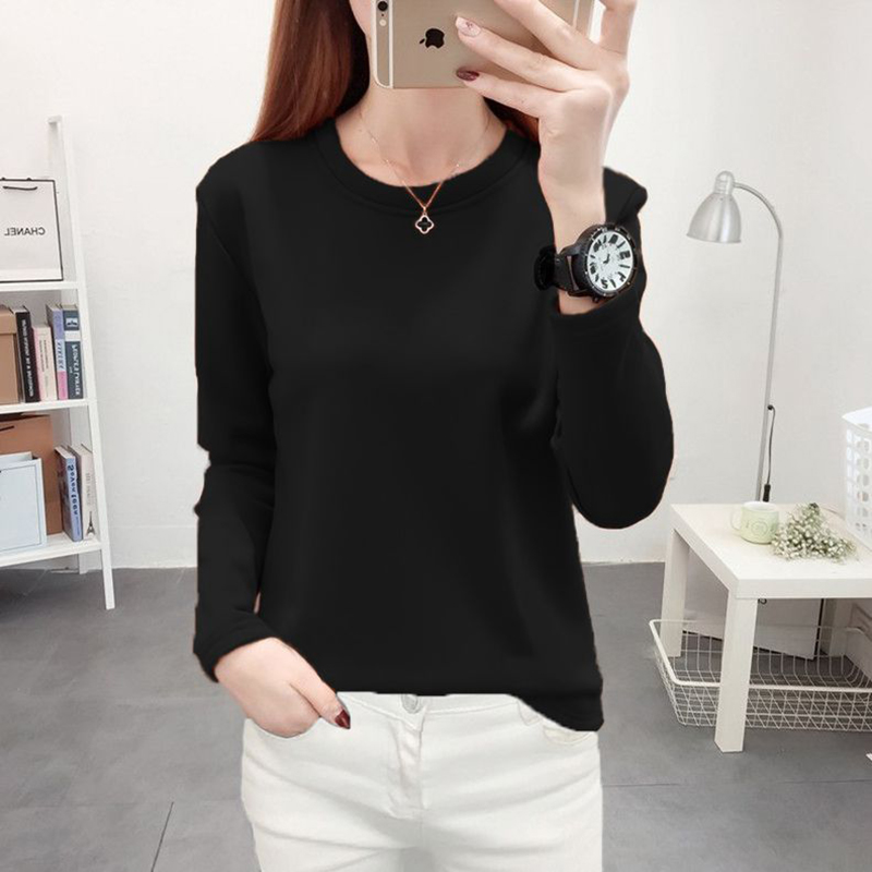 圆领加绒加厚保暖内搭长袖秋冬季