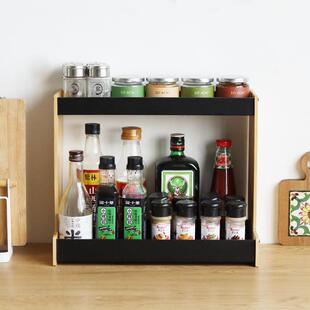 日式厨房置物架落地免打孔家用台面多层调味品调料架置地式收纳架
