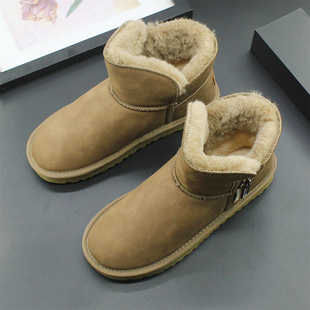 2025冬季中筒雪地靴加绒加厚大码棉鞋高帮厚底保暖鞋男款百搭短靴