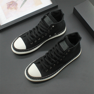 小白鞋日系高帮帆布鞋休闲鞋子男