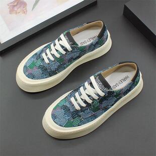 男式 系带帆布鞋 潮流百搭休闲鞋 时尚 透气男鞋 青年平底板鞋 2025新款