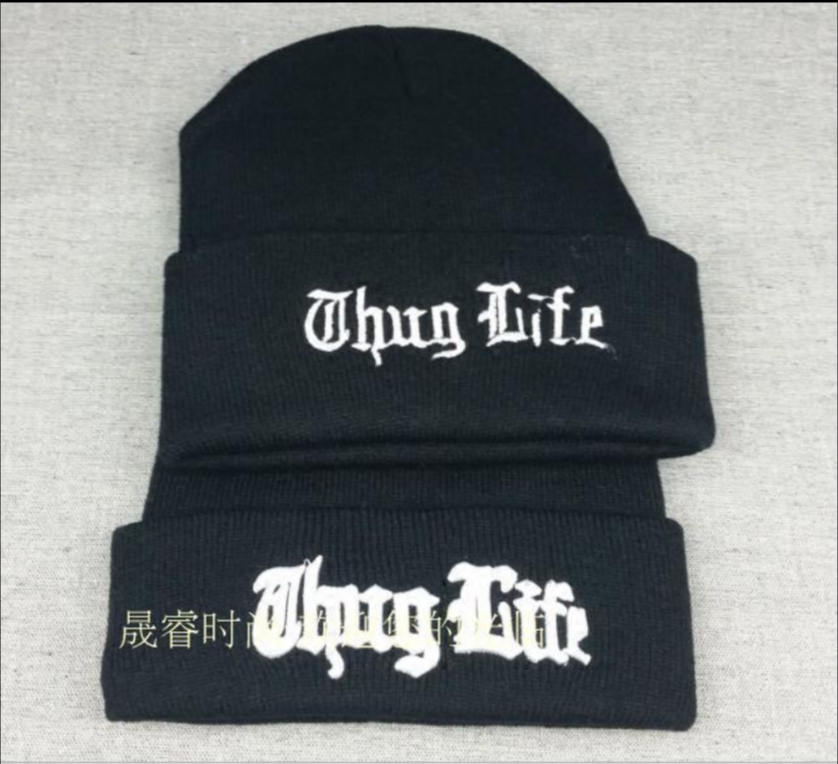 thug life beanie男女士毛线帽子腈纶针织套头帽秋冬天滑雪帽冷帽